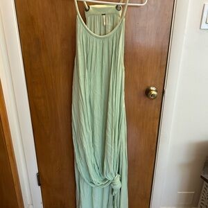 Free People Green Halter Pleated Maxi Dress